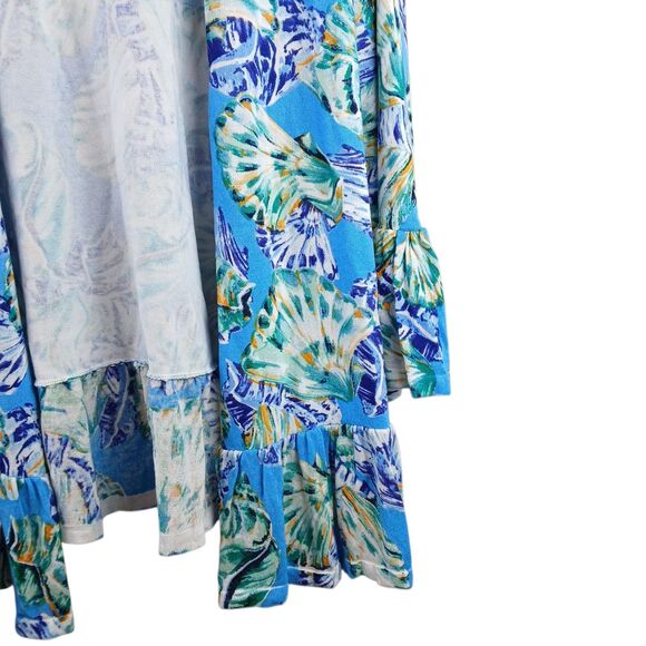 Chicos Size XL(3) Open Front Cardigan Shells Beach Ruffeled  3/4 Sleeve Vacation - Picture 3 of 9